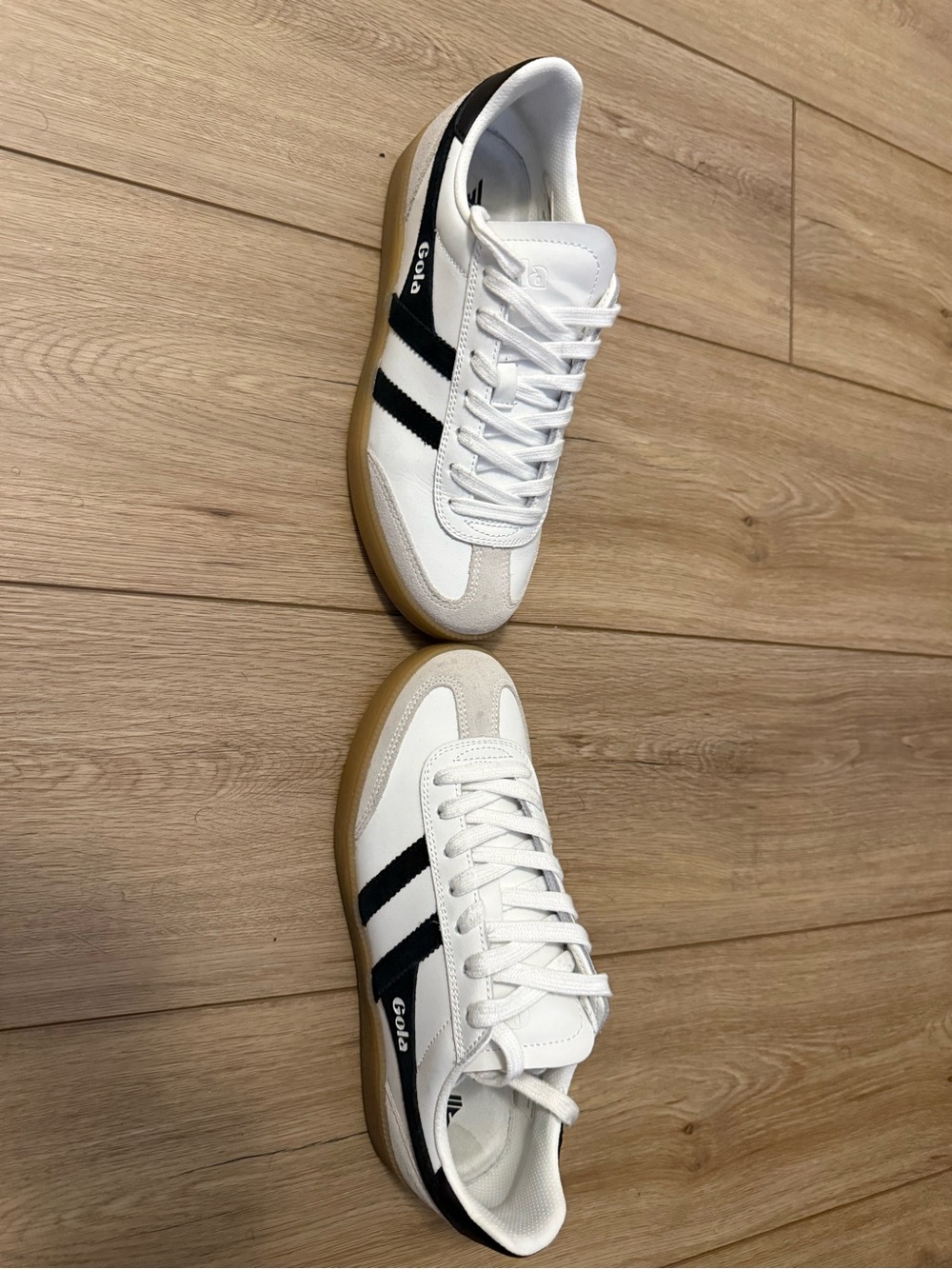 Gola White Sneakers with Black Stripes and Gum Sole - Picture 2 of 4